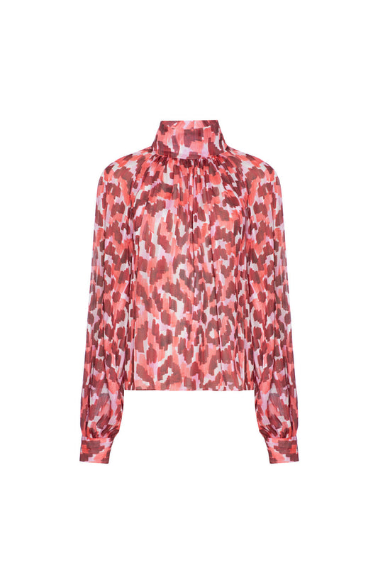 Blusa gola alta chiffon jaspe nude