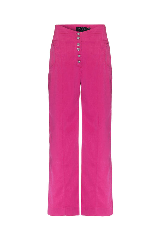 CALÇA BOTÕES CETIM RAMPLING PINK