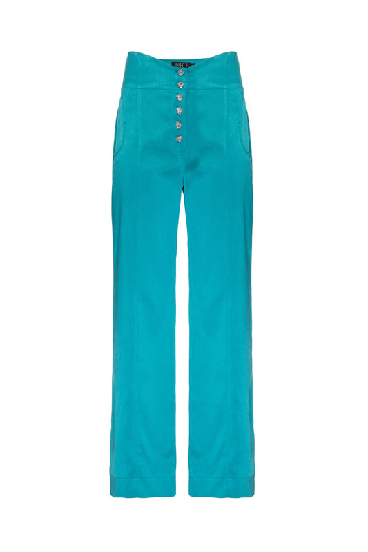 CALÇA BOTÕES CETIM RAMPLING AZUL