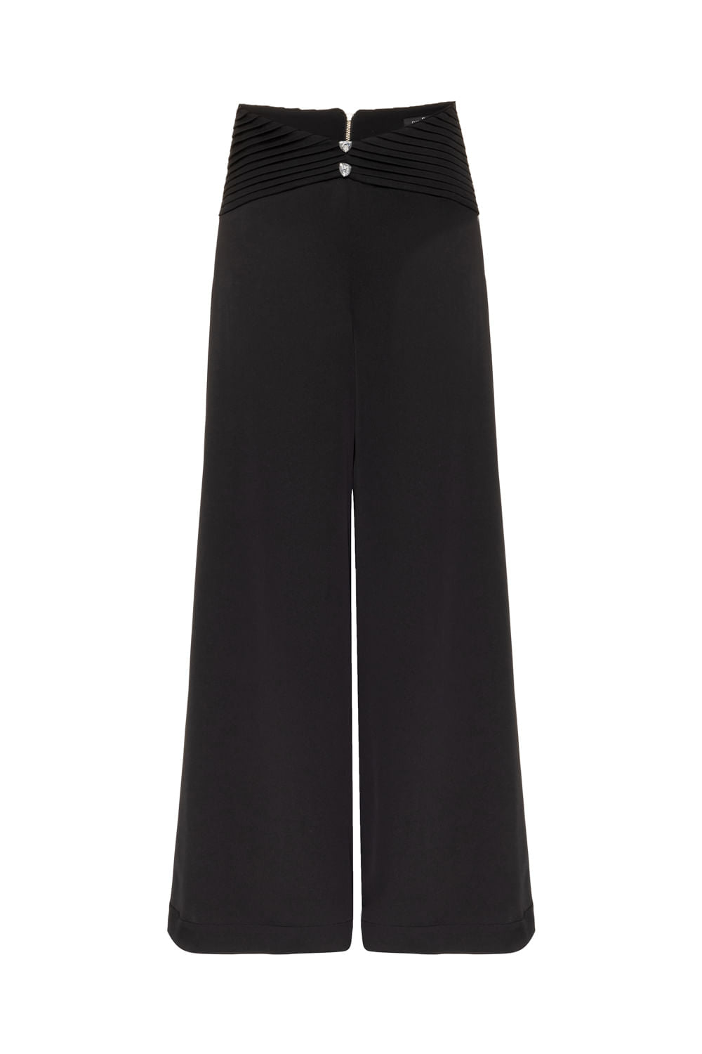 CALÇA AMPLA DRAPEADA CETIM RAMPLING PRETO