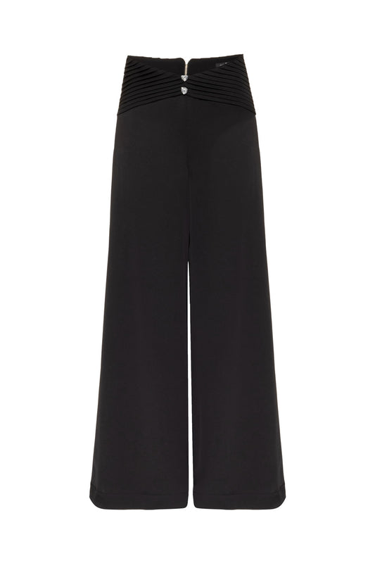 CALÇA AMPLA DRAPEADA CETIM RAMPLING PRETO