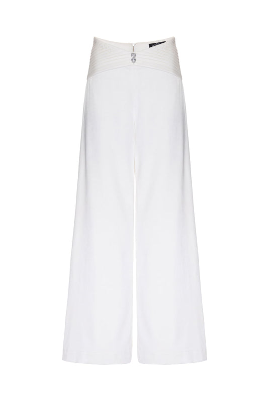 CALÇA AMPLA DRAPEADA CETIM RAMPLING OFF WHITE