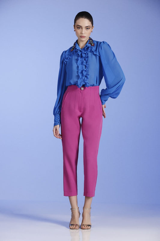 CALÇA PESPONTOS CREPE EDIE FUCSIA
