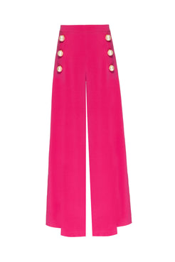 CALÇA PANTALONA PÉROLAS CETIM FUCSIA