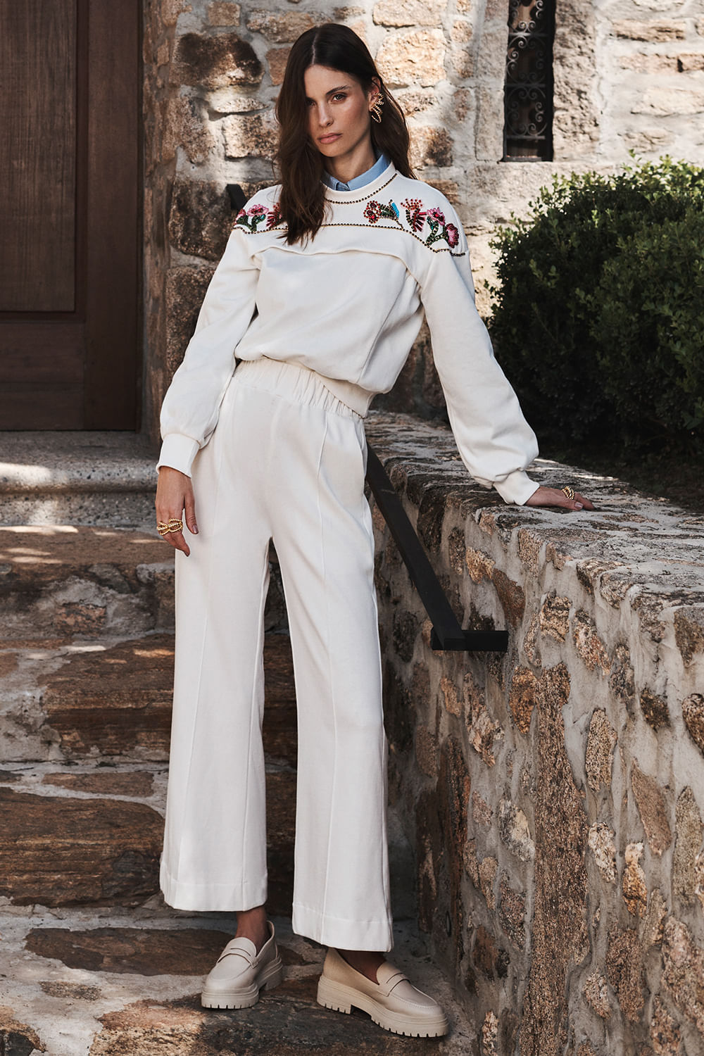 CALÇA AMPLA MOLETOM LUCY - MÃES OFF WHITE