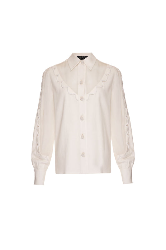 CAMISA RECORTE LINHO NILO MATRON OFF WHITE