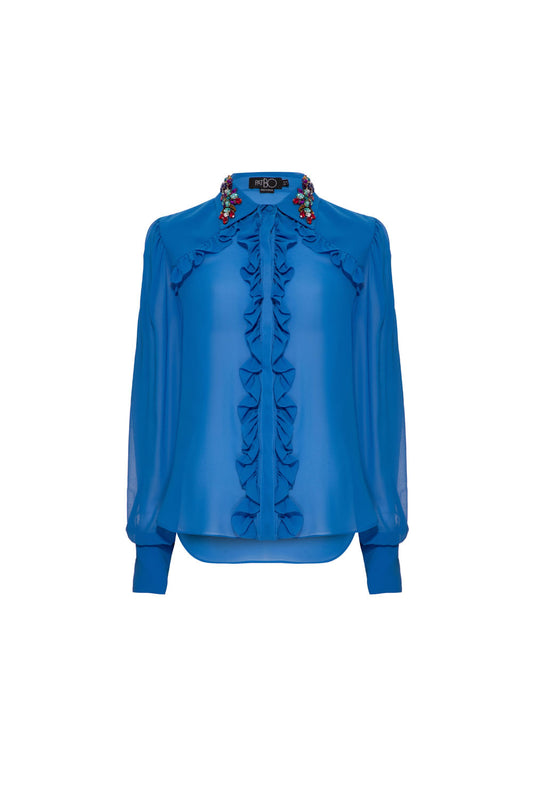 CAMISA BABADOS CHIFFON MIDNIGHT AZUL