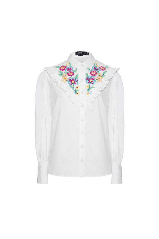 Camisa bordada tricoline spencer off white