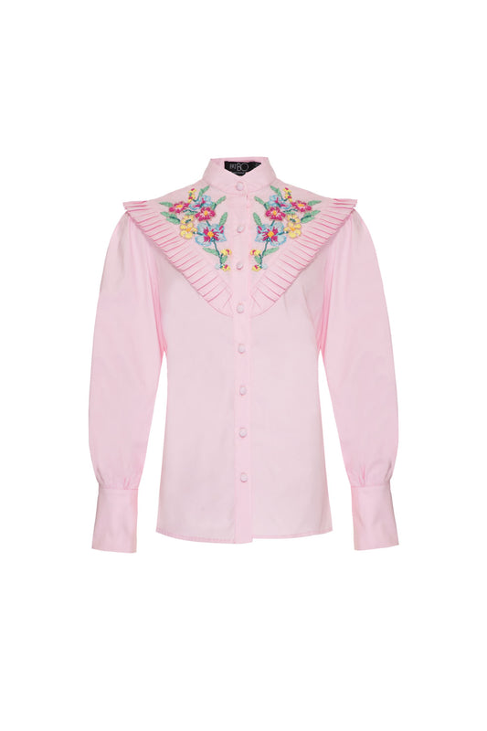 Camisa bordada tricoline spencer rosa