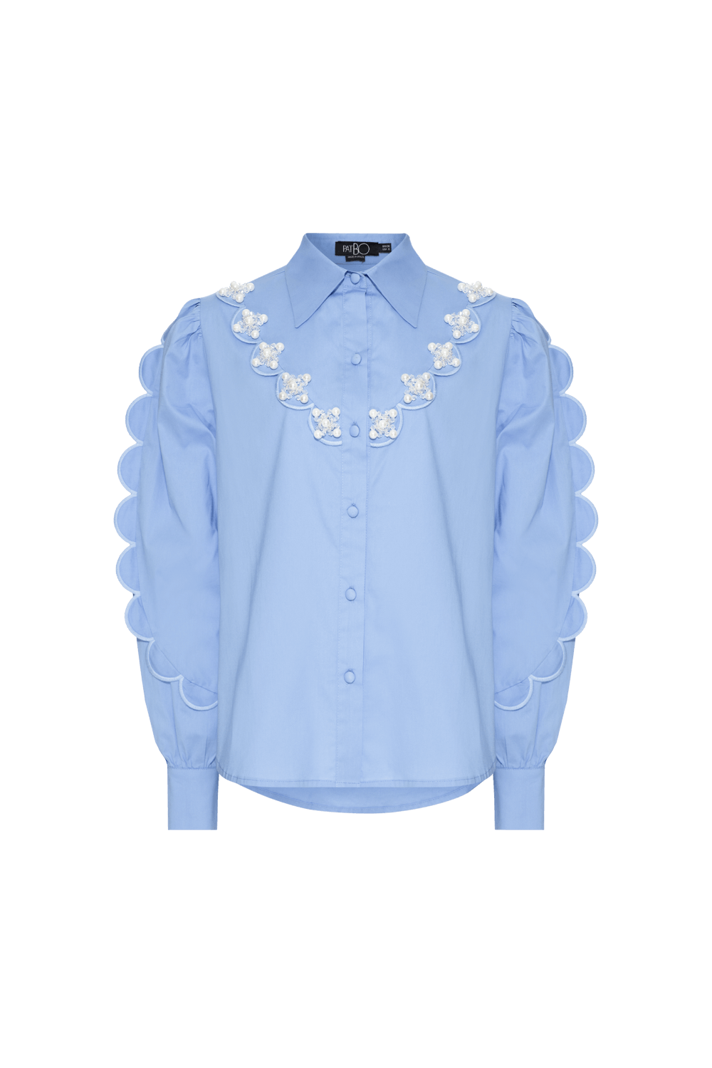 Camisa babado tricoline spencer azul