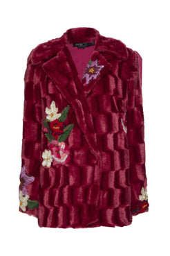 CASACO BORDADO FAUX FUR GEORGY ROSA