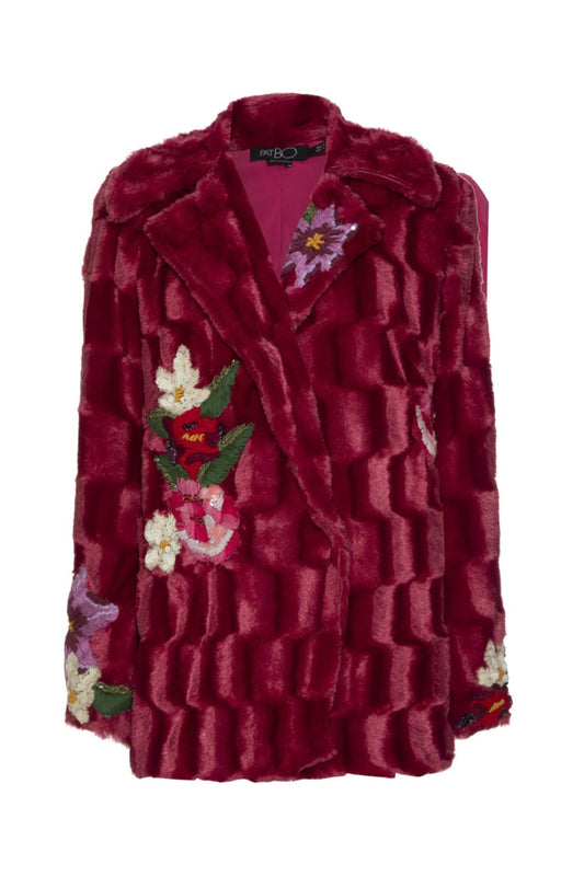 Casaco bordado faux fur georgy rosa