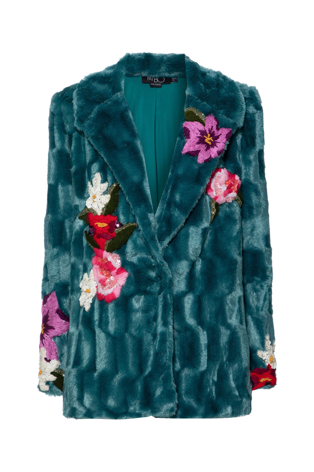 CASACO BORDADO FAUX FUR GEORGY AZUL