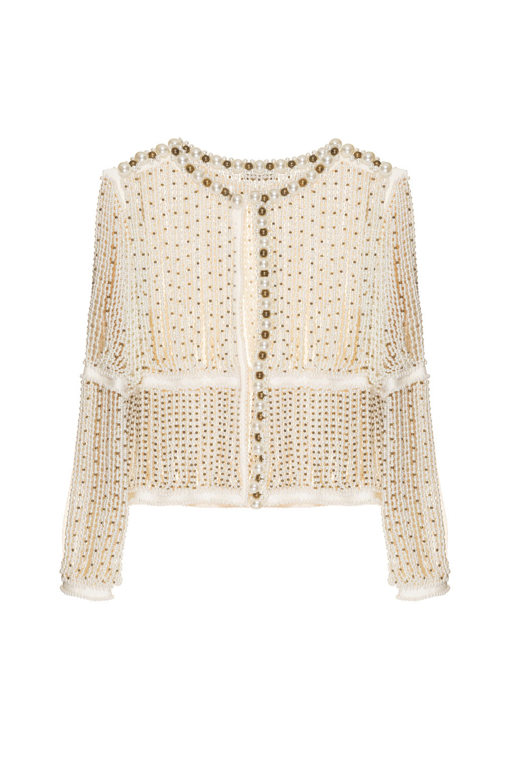 CASACO VAZADO PÉROLAS OFF WHITE