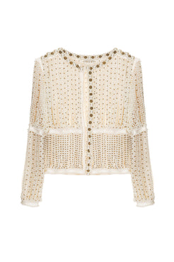 CASACO VAZADO PÉROLAS OFF WHITE