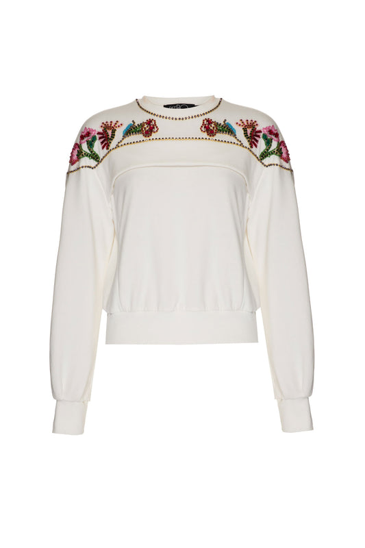 Casaco bordado moletom lucy - mães off white