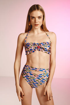 HOT PANTS RECORTES LYCRA GEOMÉTRICO PUNA ROSA