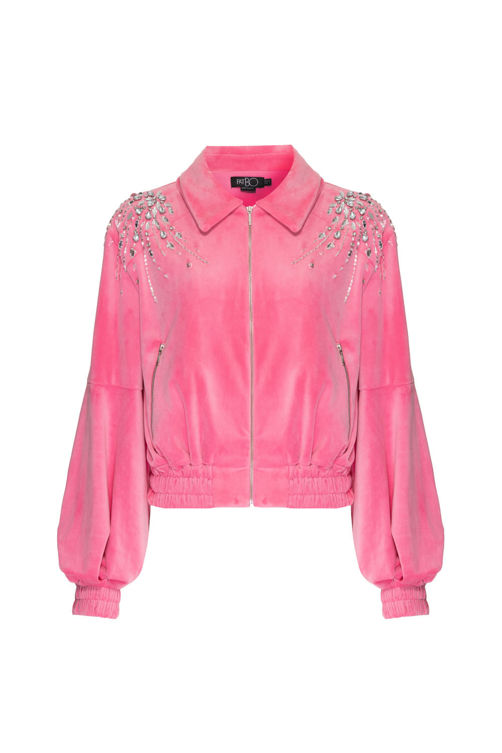 JAQUETA BORDADO FRANZIDO VELUDO BABYLON ROSA