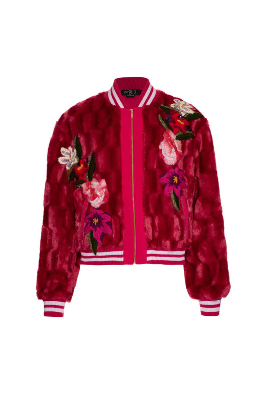 Jaqueta bordada faux fur georgy rosa