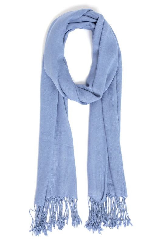 LENÇO PASHMINA FRANJAS AZUL JEANS