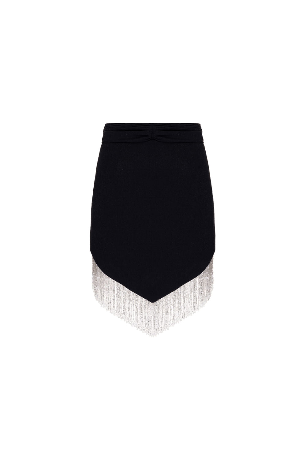 SAIA CURTA FRANJAS MALHA LUXOR SPY PRETO