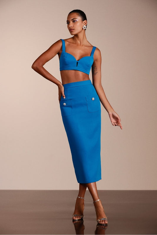 SAIA MÍDI CREPE EDIE AZUL