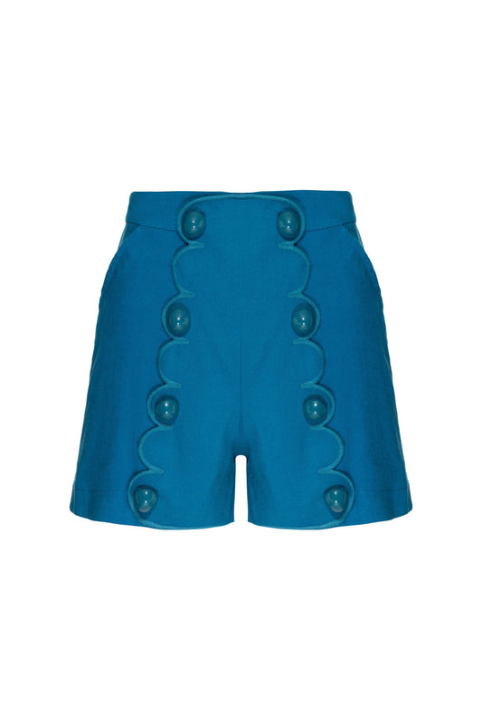 SHORT BOTÕES LINHO NILO MATRON AZUL