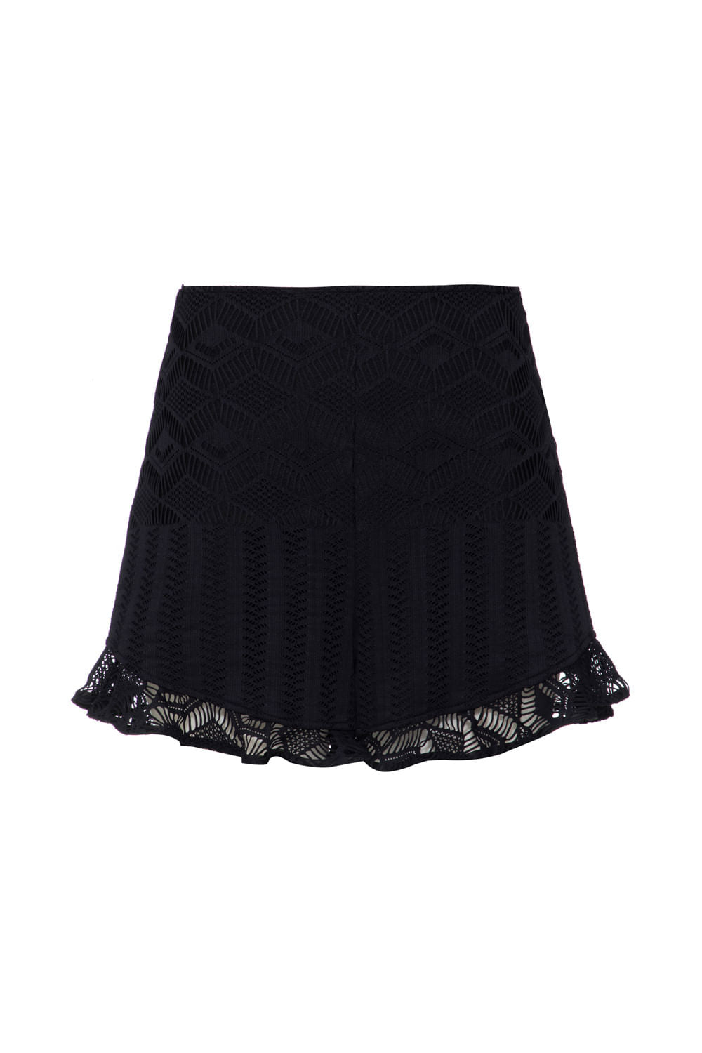 SHORT BABADO TELA GEO LUDIC PRETO