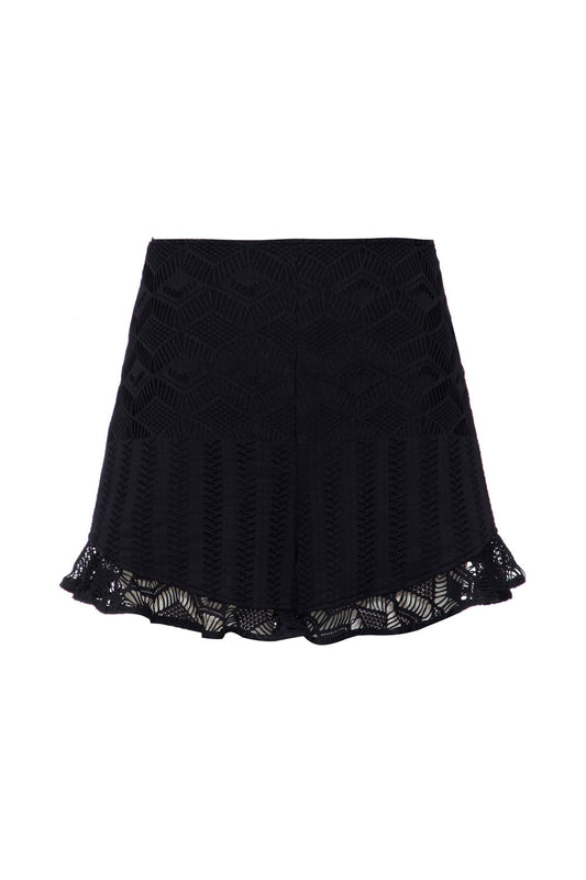 SHORT BABADO TELA GEO LUDIC PRETO