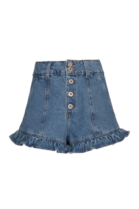 SHORT BABADO DENIM VOGEL AZUL JEANS CLARO
