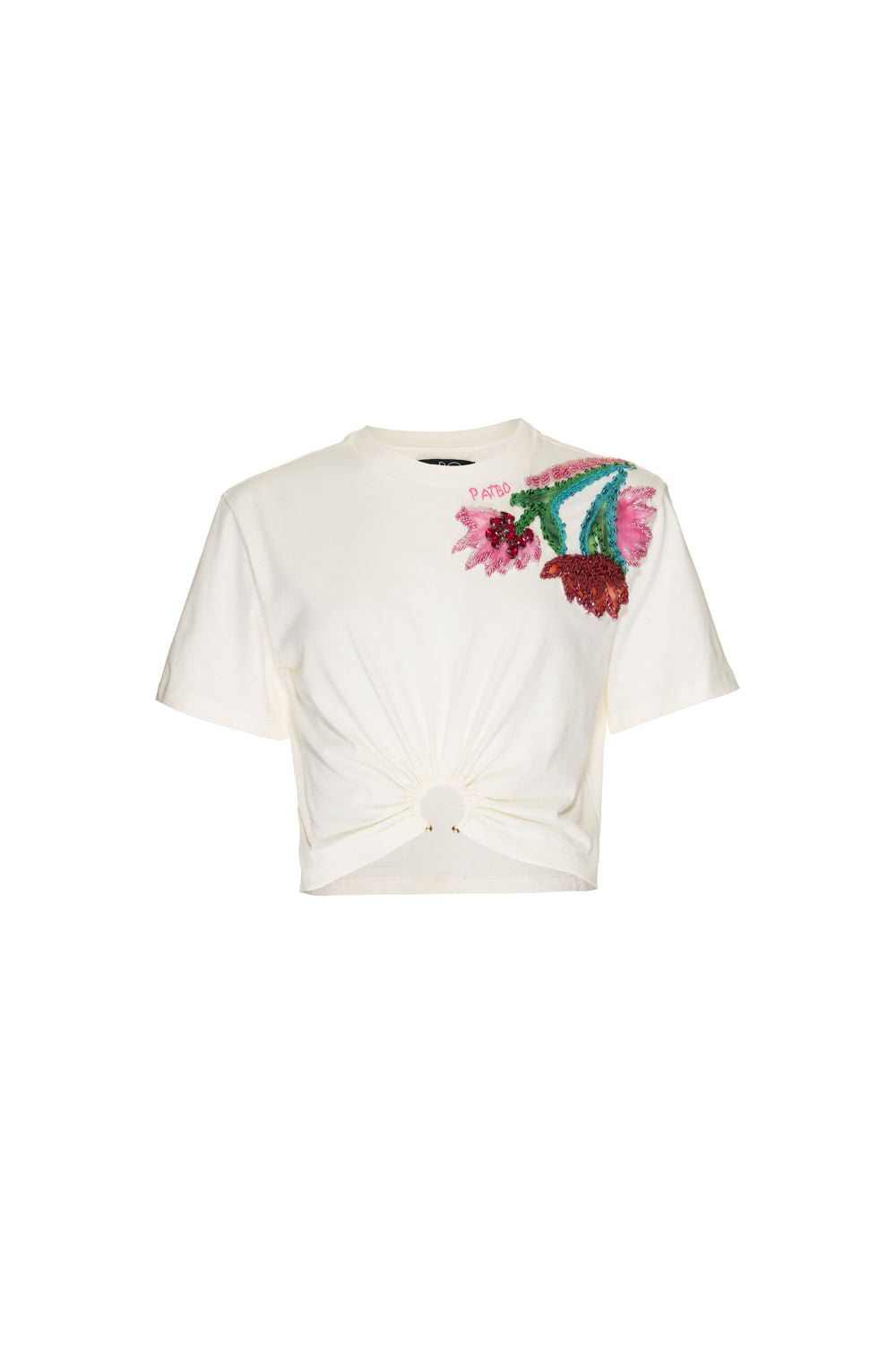 T-SHIRT FRANZIDO BORDADO VOGEL - MÃES OFF WHITE
