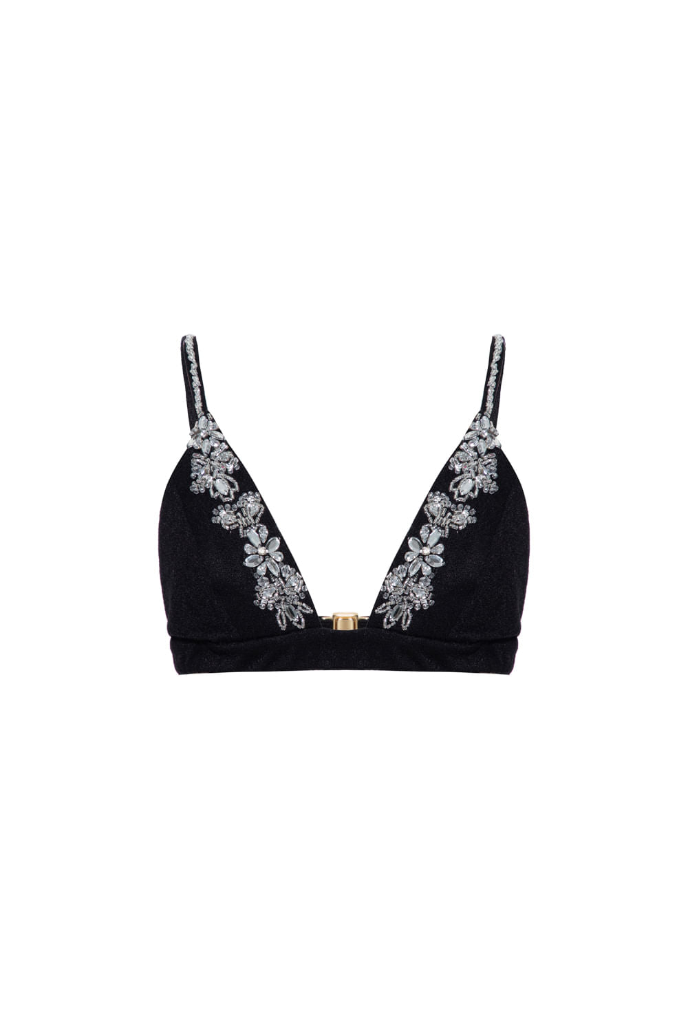 Top cropped bordado malha luxor spy preto