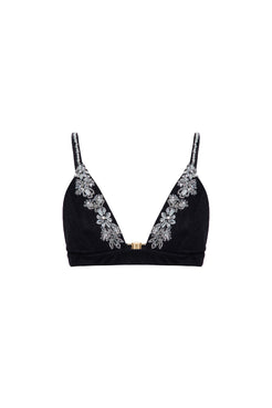 Top cropped bordado malha luxor spy preto