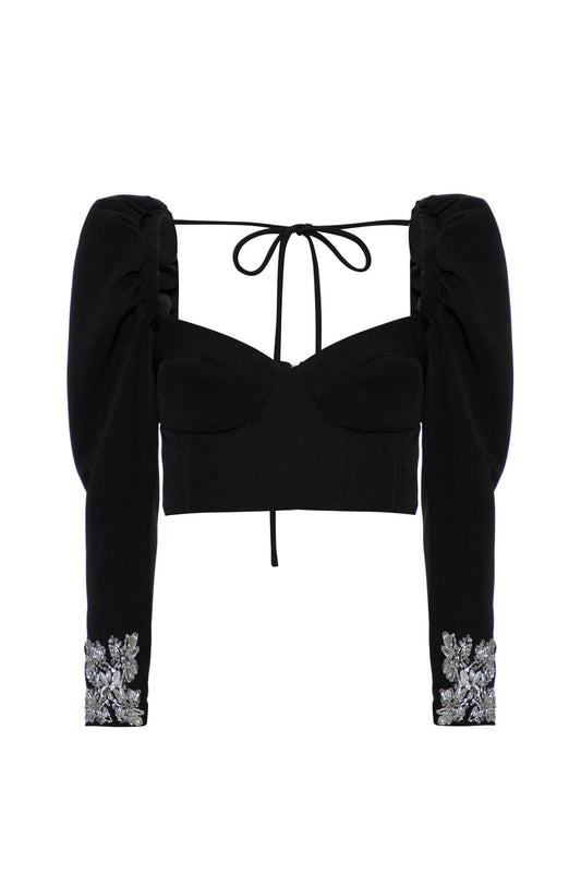 Top mangas bufantes crepe edie preto