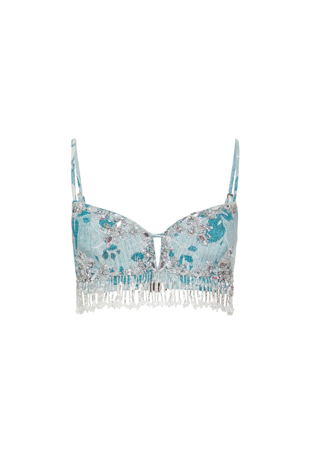 TOP CROPPED BORDADO JACQUARD BENEDETTA VERDE
