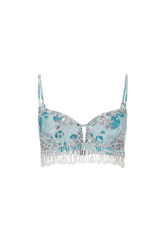 TOP CROPPED BORDADO JACQUARD BENEDETTA VERDE