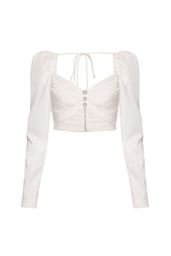 TOP CROPPED DRAPEADO CETIM RAMPLING OFF WHITE