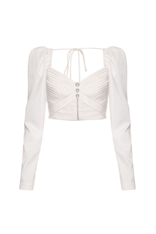 TOP CROPPED DRAPEADO CETIM RAMPLING OFF WHITE