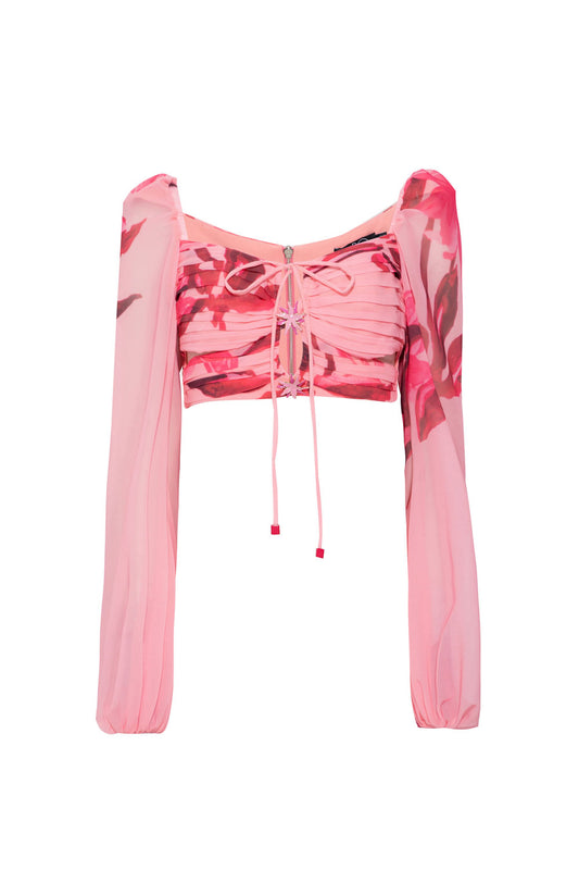 TOP CROPPED FLORAL VICTÓRIA ROSA