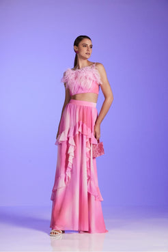 TOP PLUMAS DEGRADÊ COSMIC ROSA