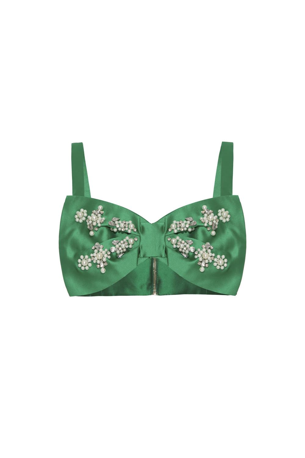 TOP CROPPED LAÇO BORDADO ZIBELINE JOCELYN VERDE