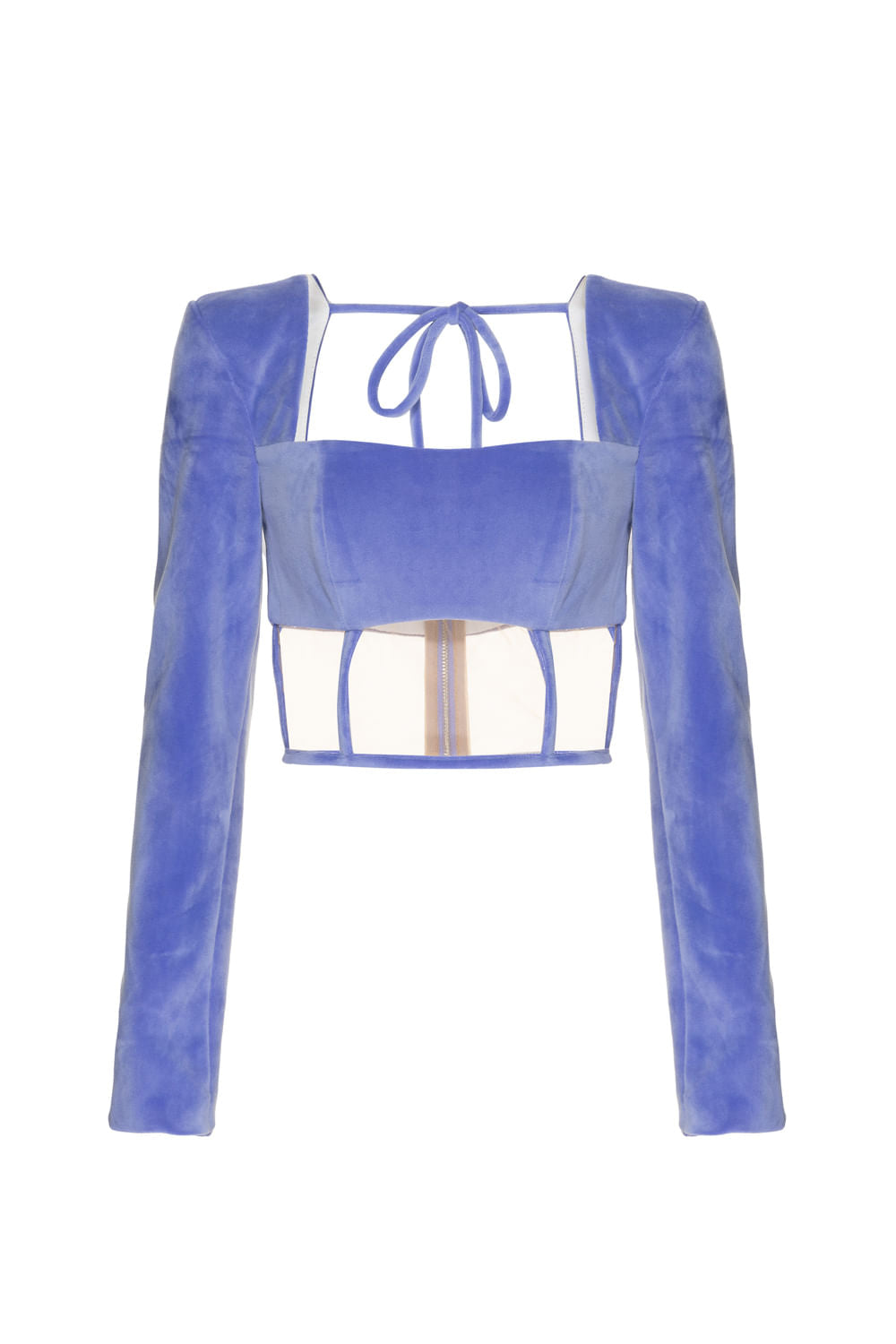 TOP CROPPED RECORTES TULE VELUDO BABYLON LILAS