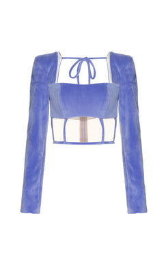 TOP CROPPED RECORTES TULE VELUDO BABYLON LILAS