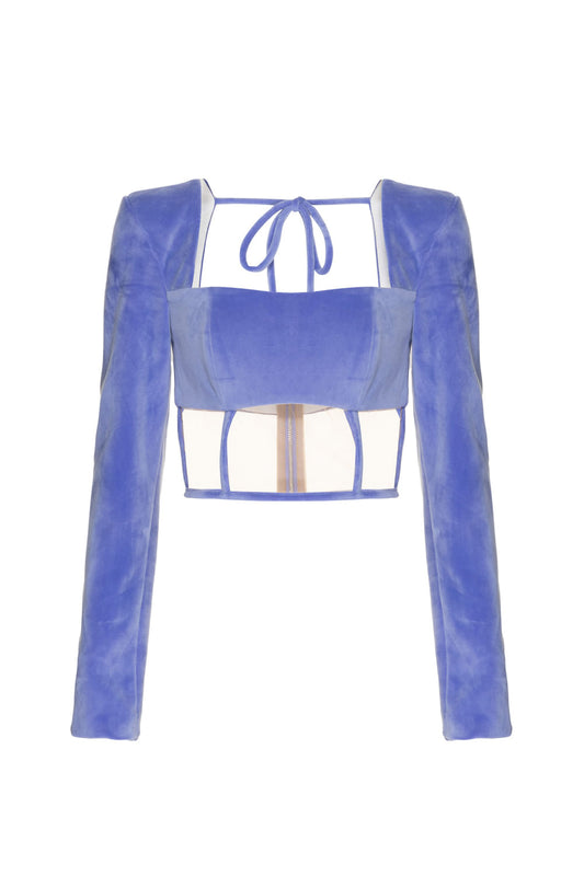 TOP CROPPED RECORTES TULE VELUDO BABYLON LILAS