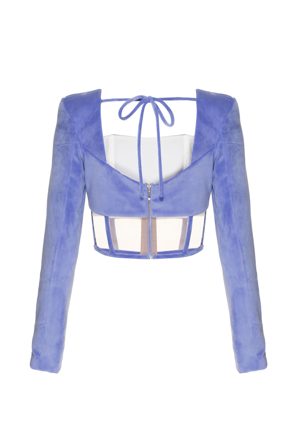 TOP CROPPED RECORTES TULE VELUDO BABYLON LILAS