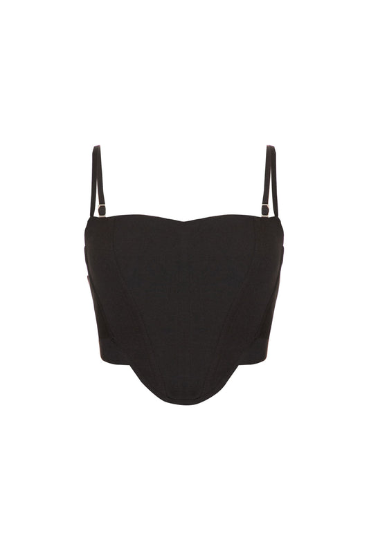 Top cropped crepe edie preto