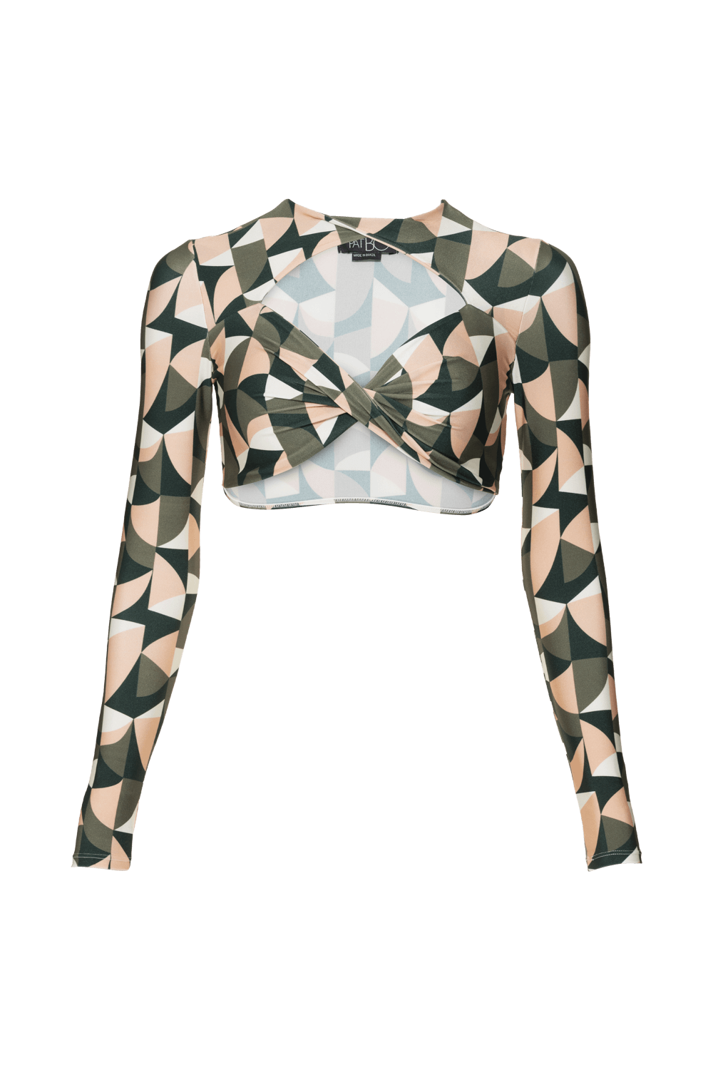 TOP CROPPED MANGA COMPRIDA GEOMÉTRICO ZELLIJ ROSA