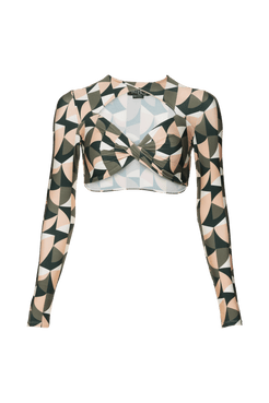 TOP CROPPED MANGA COMPRIDA GEOMÉTRICO ZELLIJ ROSA