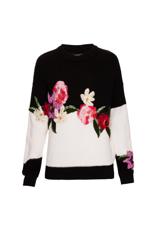 TRICOT BICOLOR MISS EMILY PRETO E BRANCO