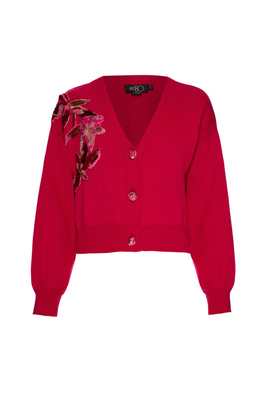 Tricot bordado botões miss emily pink